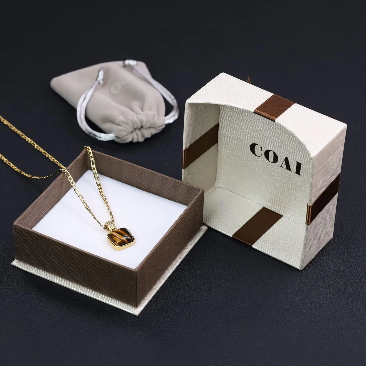 COAI Figaro Chain Square Crystal Necklace