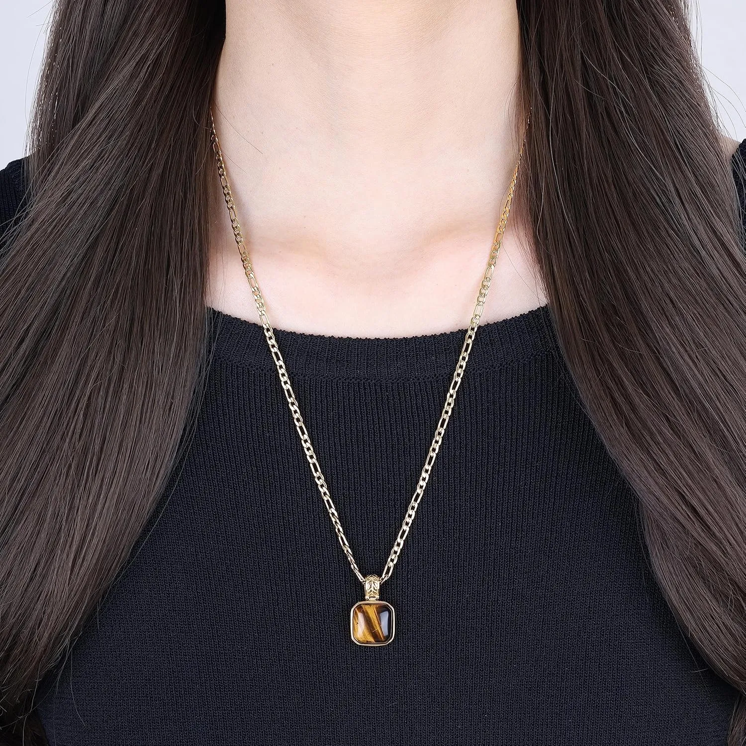 COAI Figaro Chain Square Crystal Necklace