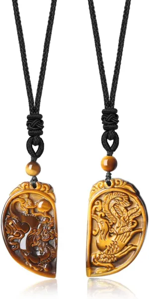 COAI Genuine Stone Phoenix Dragon Matching Couple Necklaces