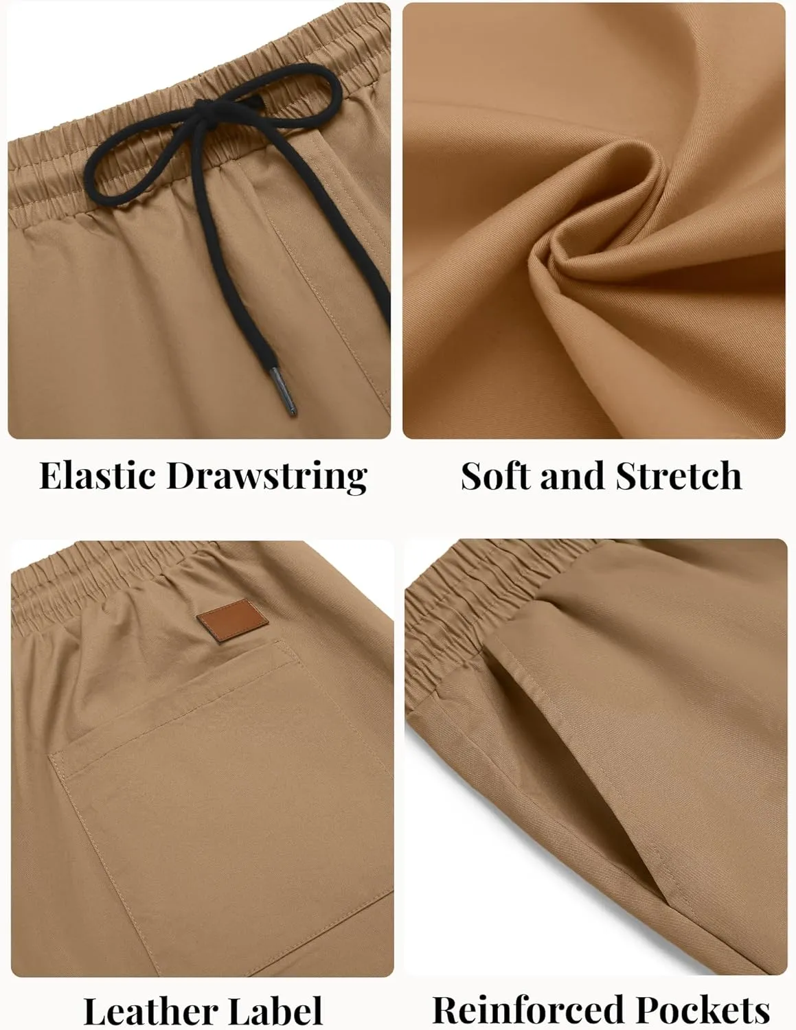 COOFANDY Men's Casual Shorts Cotton Elastic Waist Drawstring Shorts Lightweight Summer Beach Shorts