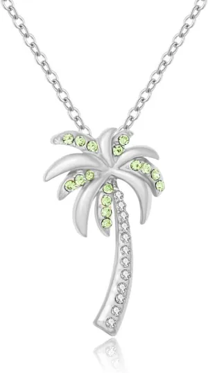 Dainty Crystal Palm Tree Pendant Necklace Summer Style