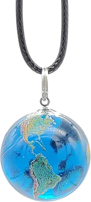 Earth Pendant Necklace on Cotton Waxed Cord