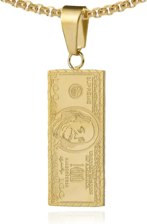 Fashion 18K Gold Plated Money Dollar Pendant Necklace