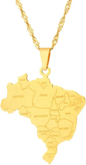 Fashion Stainless Steel Brazil City Map Pendant Necklace
