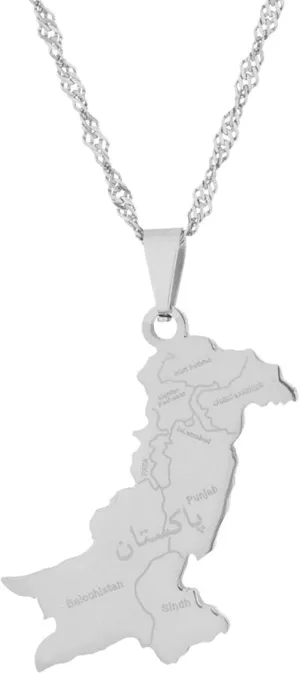 Fashion Stainless Steel Pakistan Map Pendant Necklace