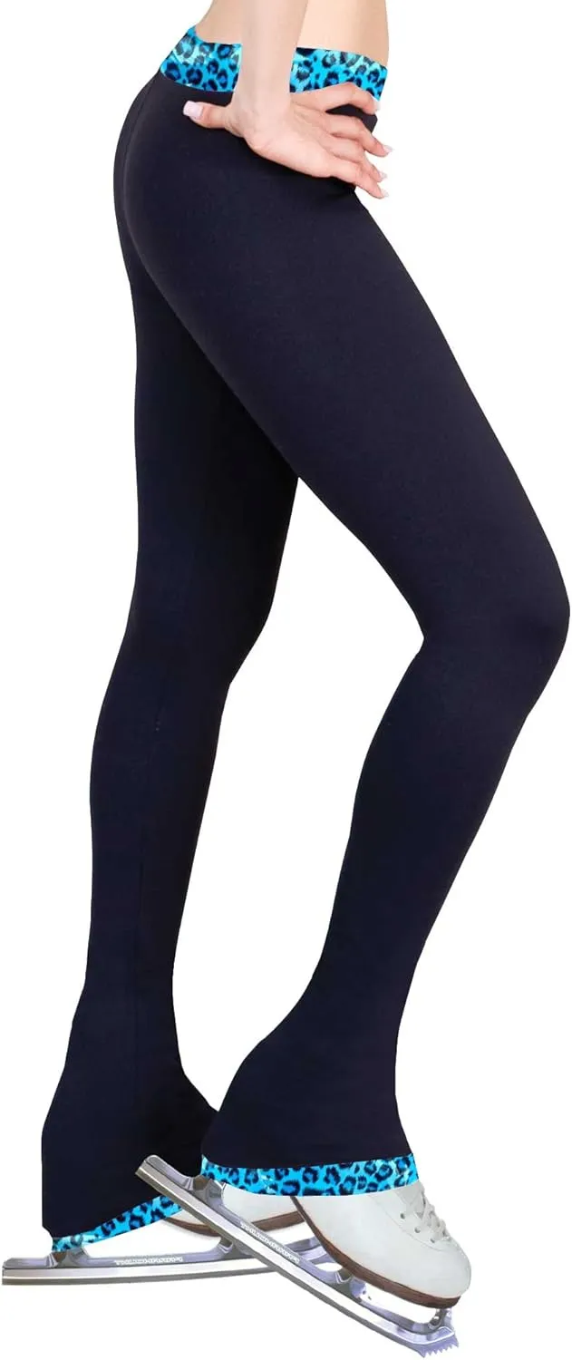 Figure Skating Practice Pants Leopard Turquoise