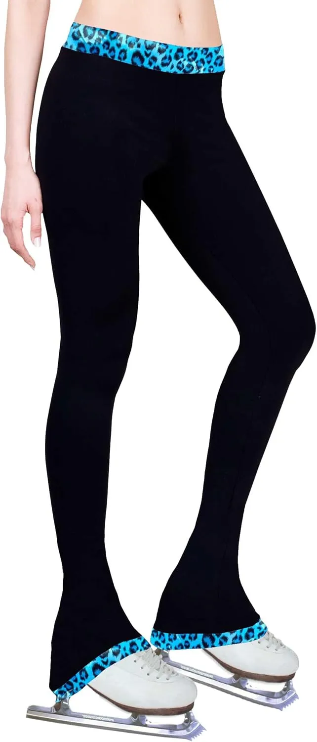 Figure Skating Practice Pants Leopard Turquoise