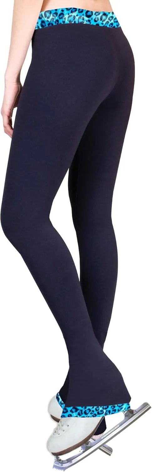 Figure Skating Practice Pants Leopard Turquoise