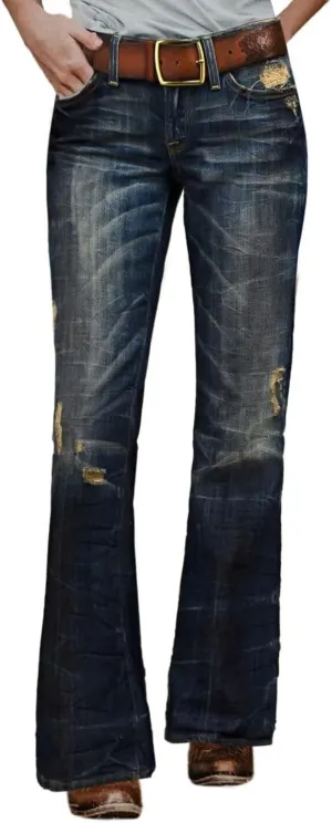 Flamingals Low Waist Boot Cut Jeans for Women Trendy Tummy Control Jeans Stretch Flare Leg Jeans