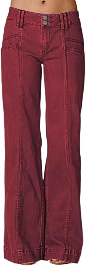 Flamingals Women's Tall Jeans Low Rise Flare Jeans Seam Front Baggy Jeans