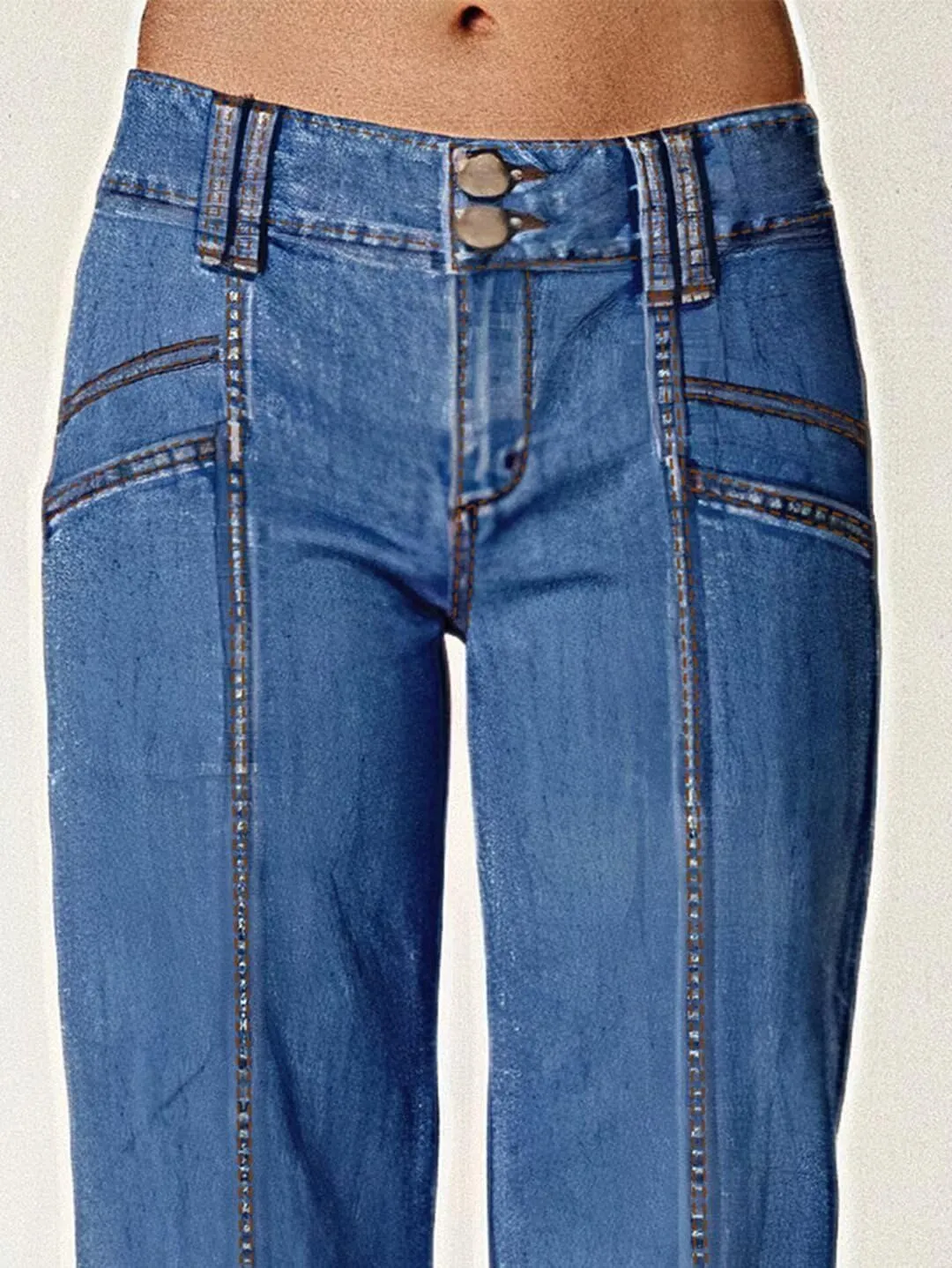 Flamingals Women's Tall Jeans Low Rise Flare Jeans Seam Front Baggy Jeans