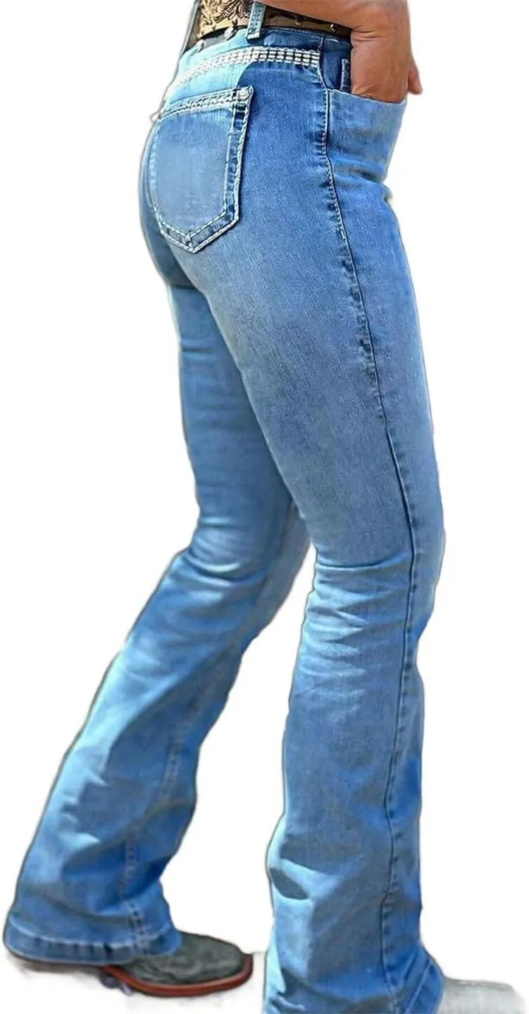 Flamingals Women's Tall Jeans Low Rise Flare Jeans Seam Front Baggy Jeans