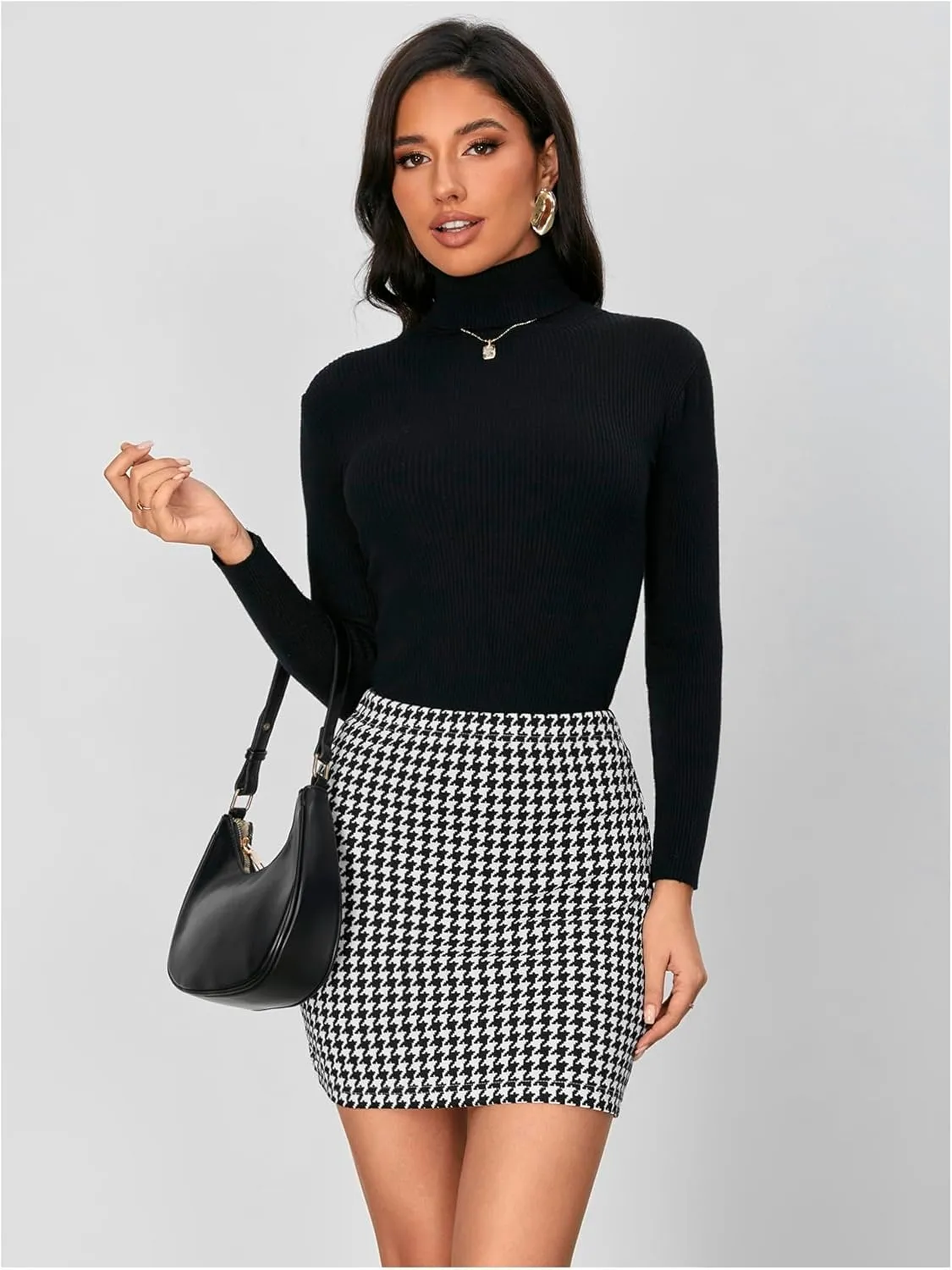 Floerns Women's Plaid High Waist Bodycon Mini Skirt