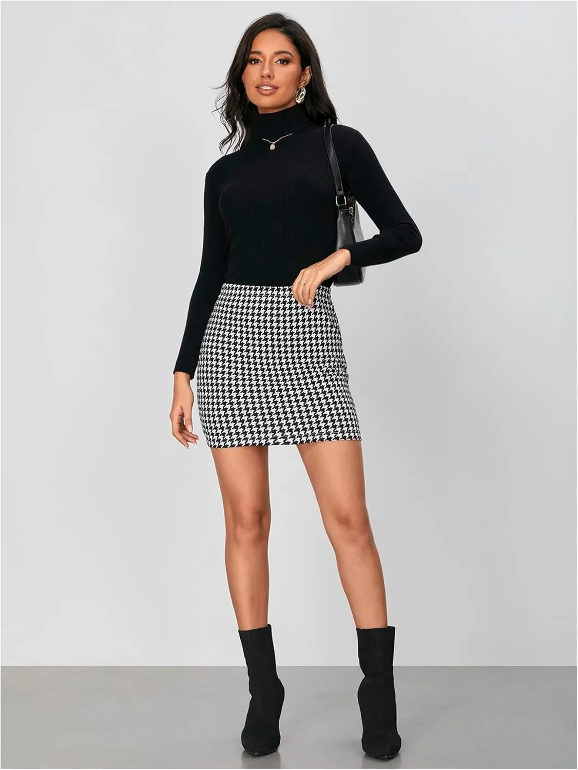 Floerns Women's Plaid High Waist Bodycon Mini Skirt