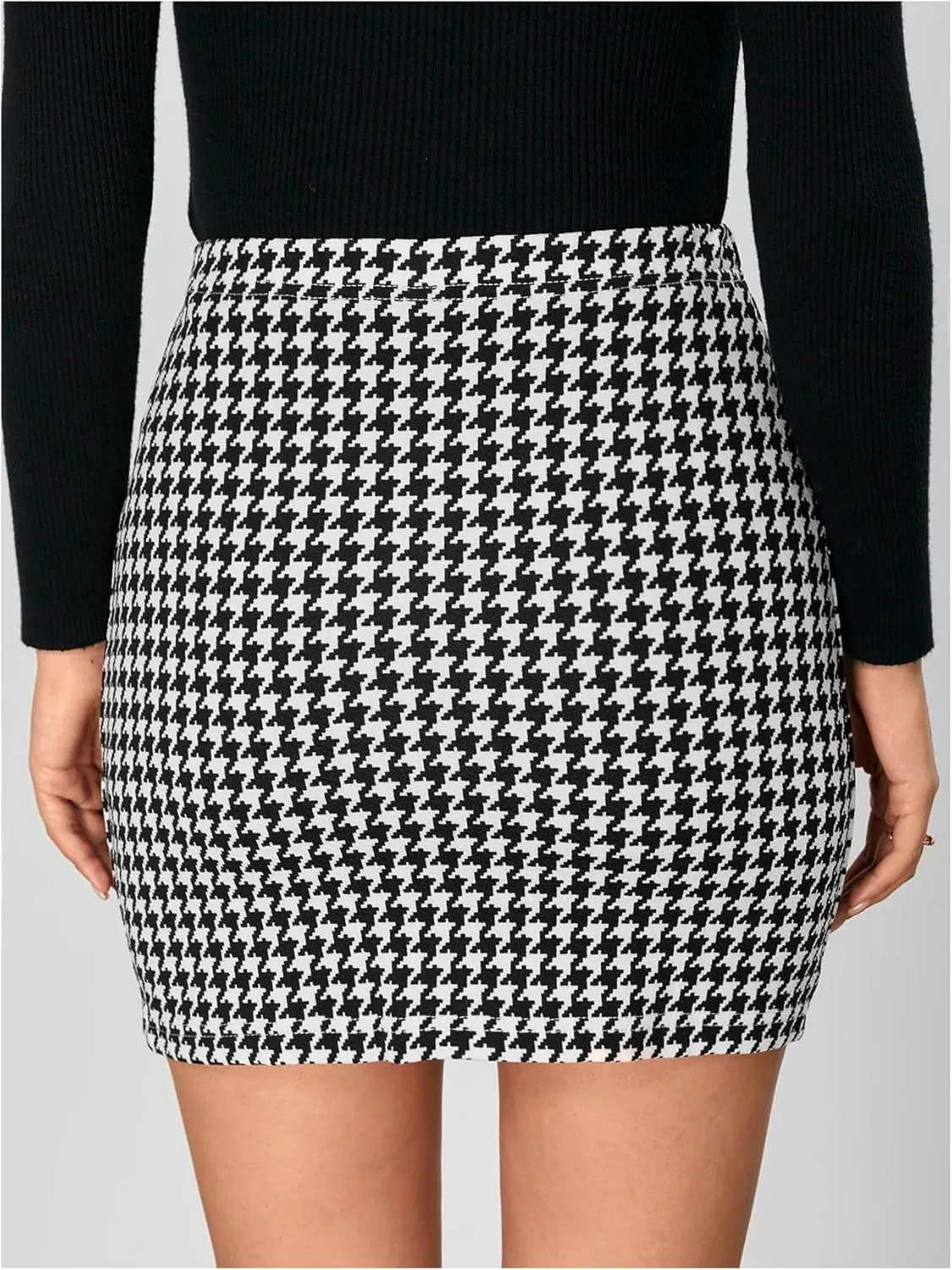 Floerns Women's Plaid High Waist Bodycon Mini Skirt