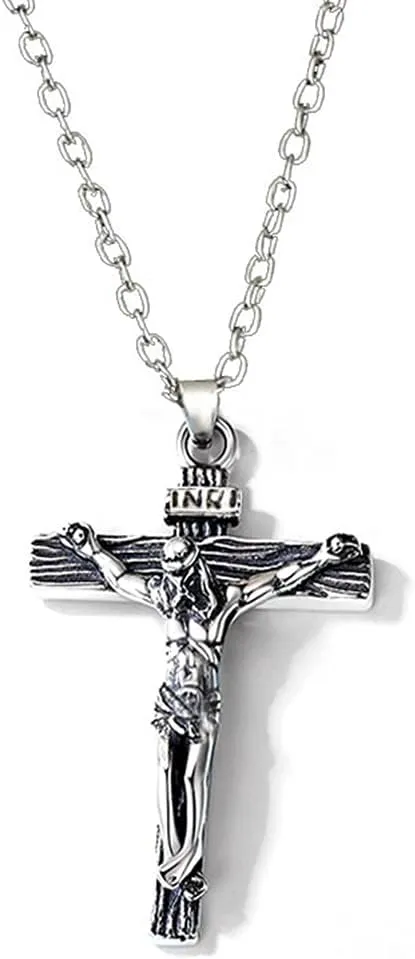 For Cross Necklace With Chain Metal Crucifix Pendant