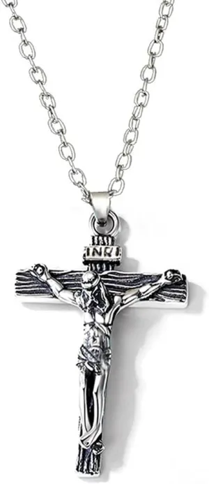 For Cross Necklace With Chain Metal Crucifix Pendant