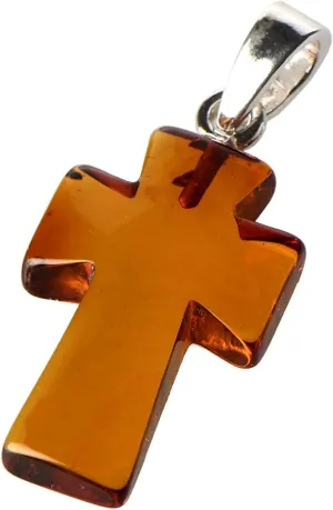 Genuine Baltic Amber Cross Pendant