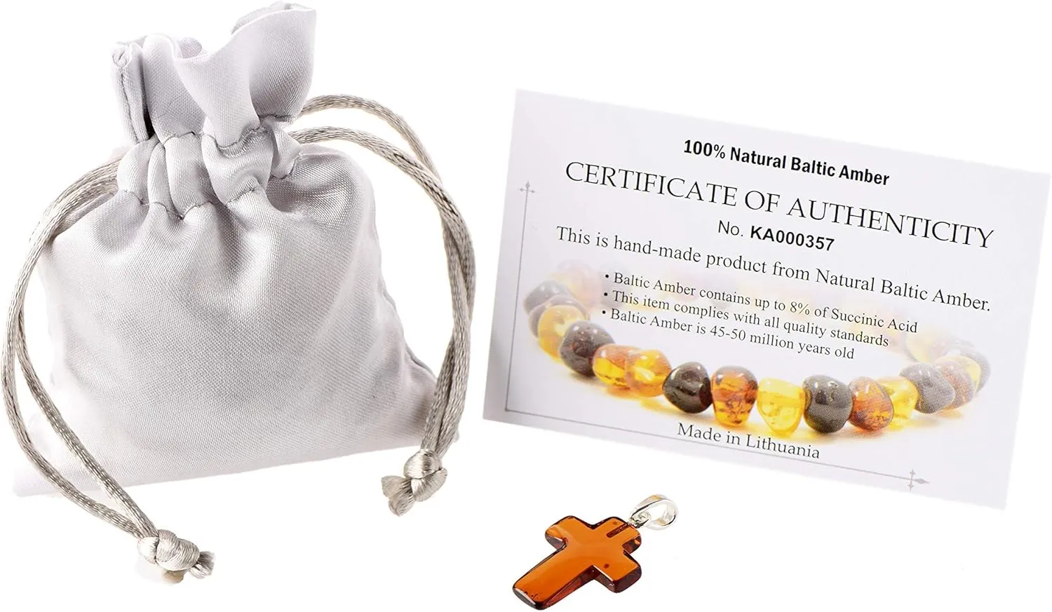 Genuine Baltic Amber Cross Pendant