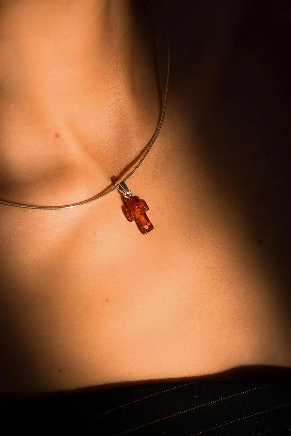 Genuine Baltic Amber Cross Pendant