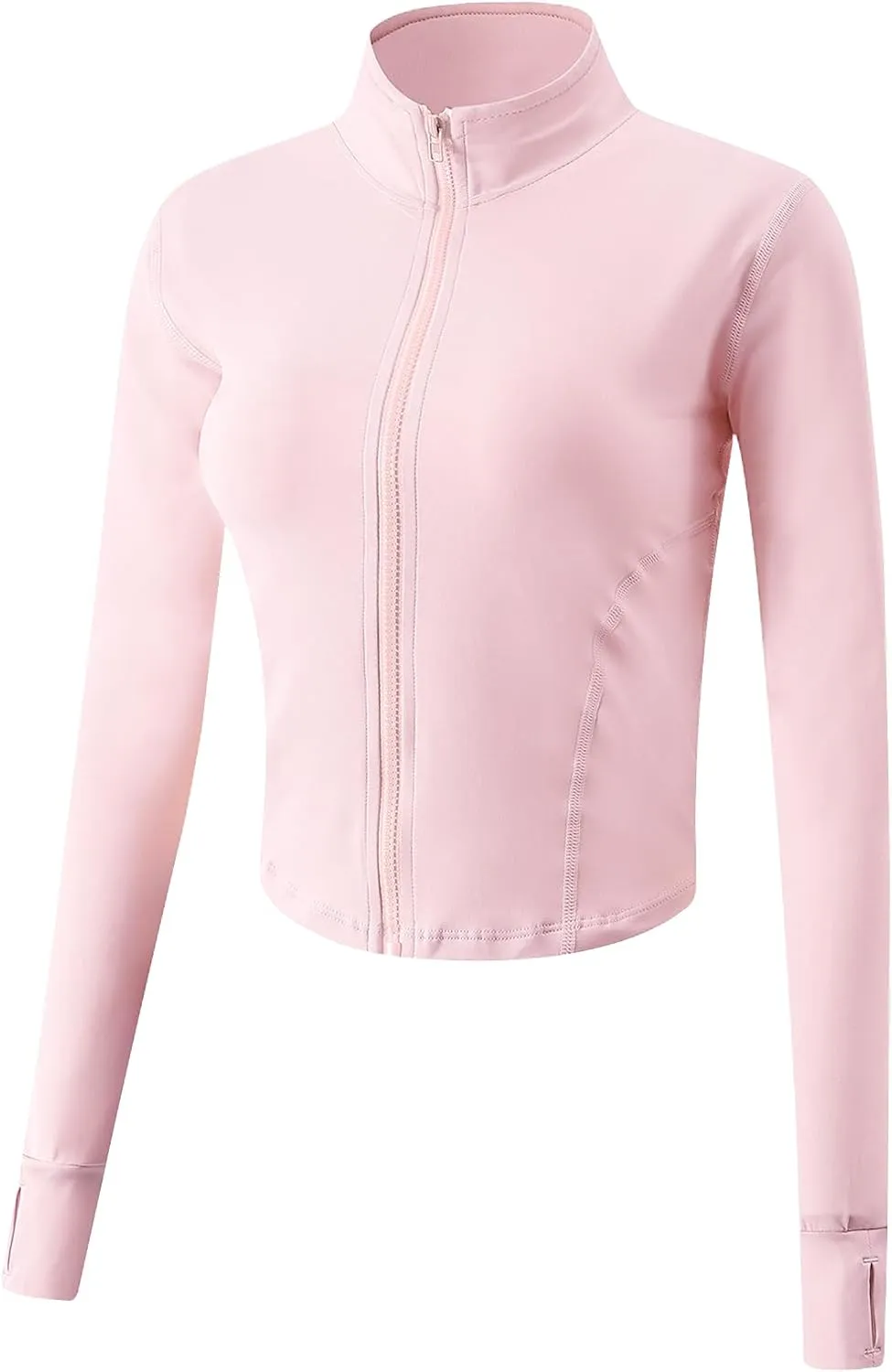Gihuo Women's Athletic Full Zip Lightweight Workout Jacket with Thumb Holes