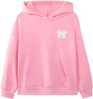 Girls Long Sleeve Hooded Sweatshirt Oversized Graphic Hoodies Cute Pullovers Tops