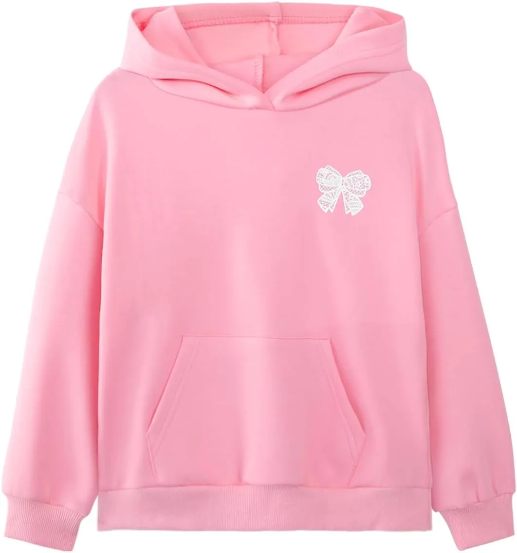 Girls Long Sleeve Hooded Sweatshirt Oversized Graphic Hoodies Cute Pullovers Tops