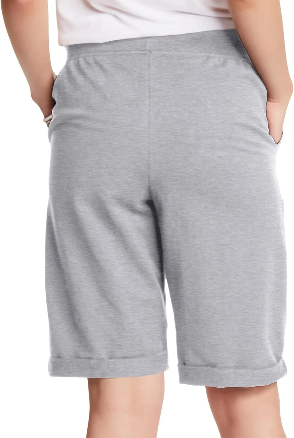 Hanes Women's Shorts, French Terry Bermuda Pocket Shorts, Jersey Knit Fleece Shorts, Women's Bermuda Shorts, 11"