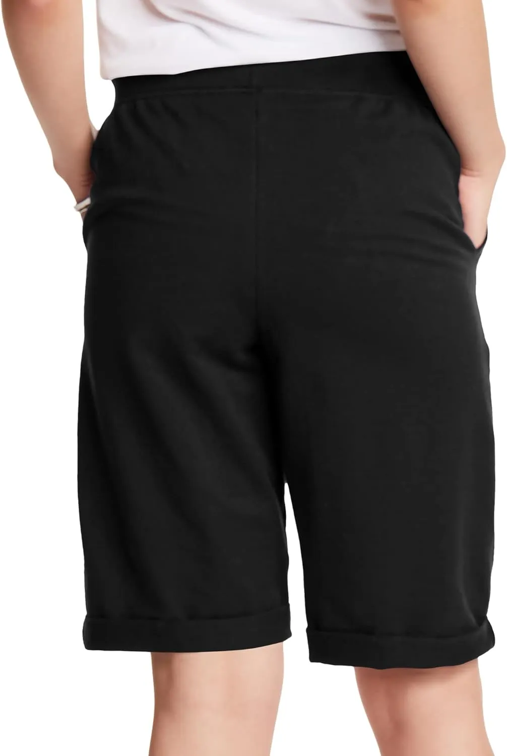 Hanes Women's Shorts, French Terry Bermuda Pocket Shorts, Jersey Knit Fleece Shorts, Women's Bermuda Shorts, 11"
