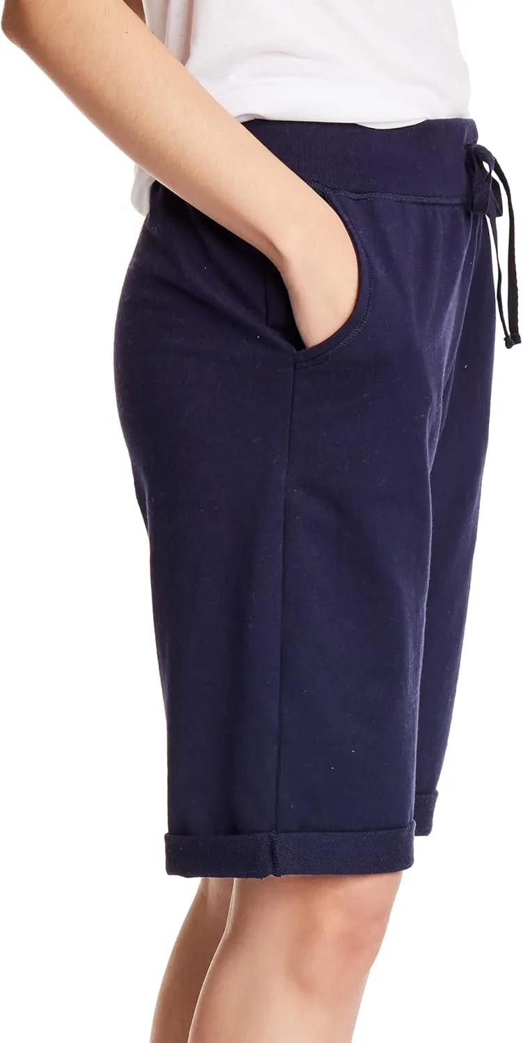 Hanes Women's Shorts, French Terry Bermuda Pocket Shorts, Jersey Knit Fleece Shorts, Women's Bermuda Shorts, 11"