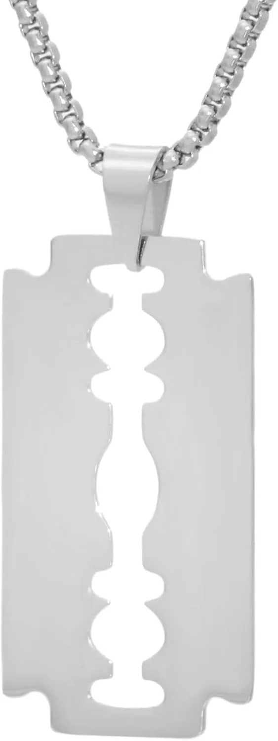 Hip Hop Jewelry Stainless Steel Razor Blade Pendant Necklace