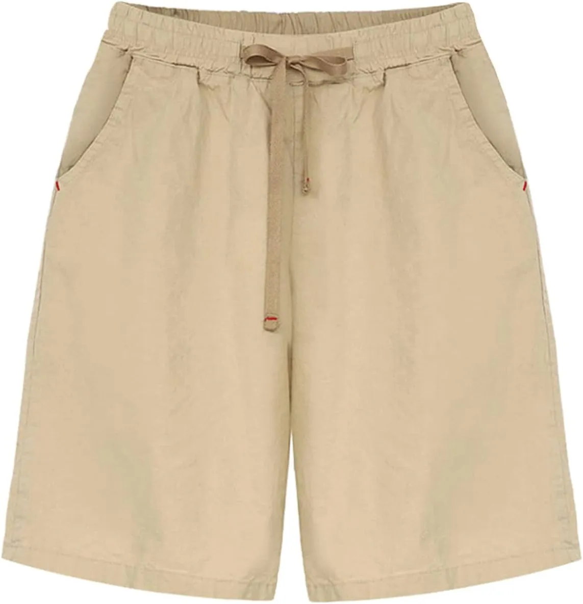 HOW'ON Womens Shorts Summer Drawstring Elastic Waist Bermuda Shorts Athletic Shorts