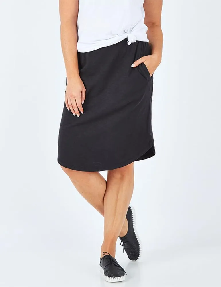 IDEALSANXUN Womens Jersey Skirt High Waisted Knee Length Pencil Skirt with Drawstring