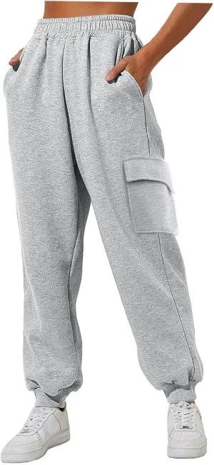Jogger Fleece Sweat Pants for Women Trendy Plus Size Cinch Bottoms with Pockets Baggy Sweatpants for Teen Girls
