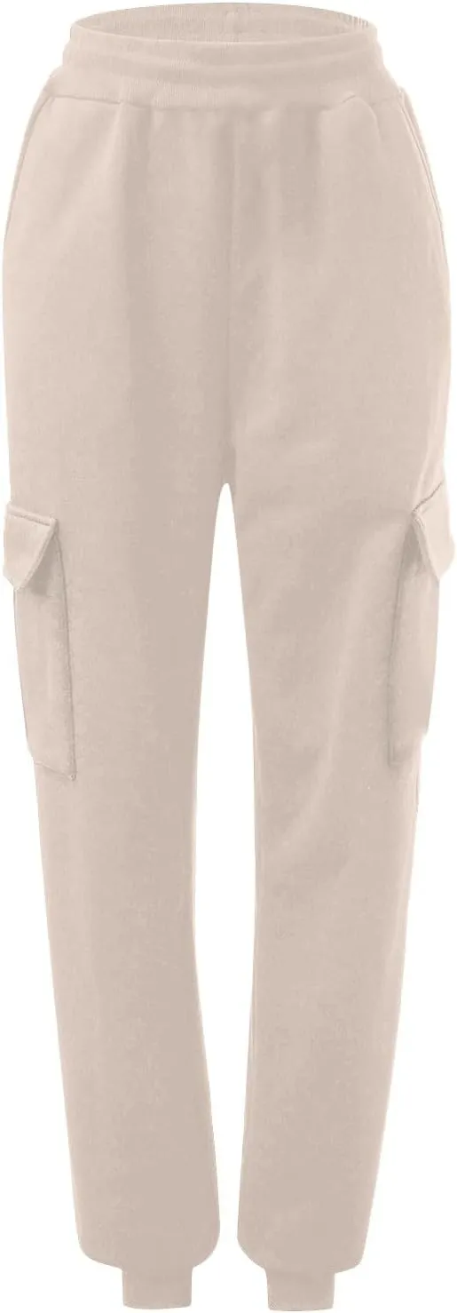 Jogger Fleece Sweat Pants for Women Trendy Plus Size Cinch Bottoms with Pockets Baggy Sweatpants for Teen Girls