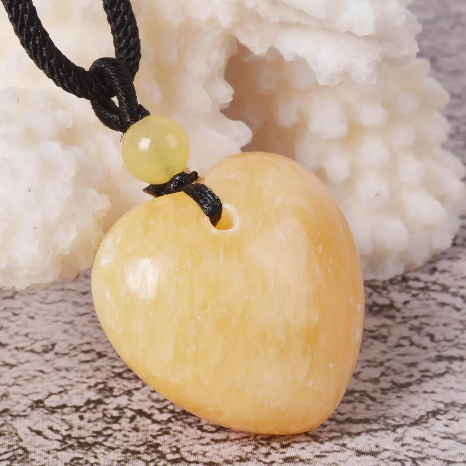 Justinstones 25mm Gemstone carved heart pendant necklace 22"
