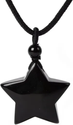 Justinstones 30mm Gemstone carved star pendant necklace 22"