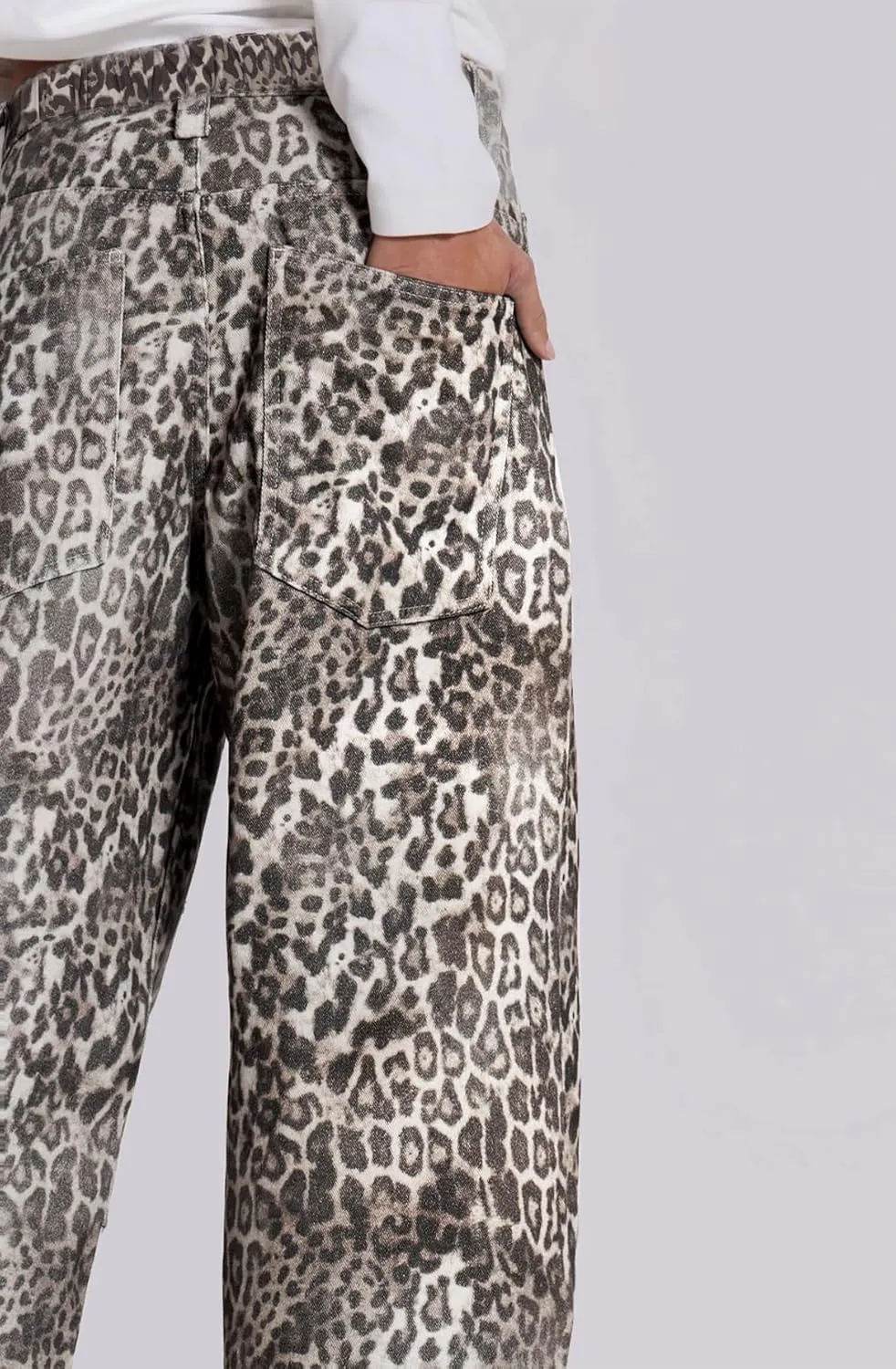 Kedera Women's Leopard Printed Straight Jeans Loose Y2K Jeans Casual Boyfriend Vintage Streetwear Cheetah Jeans