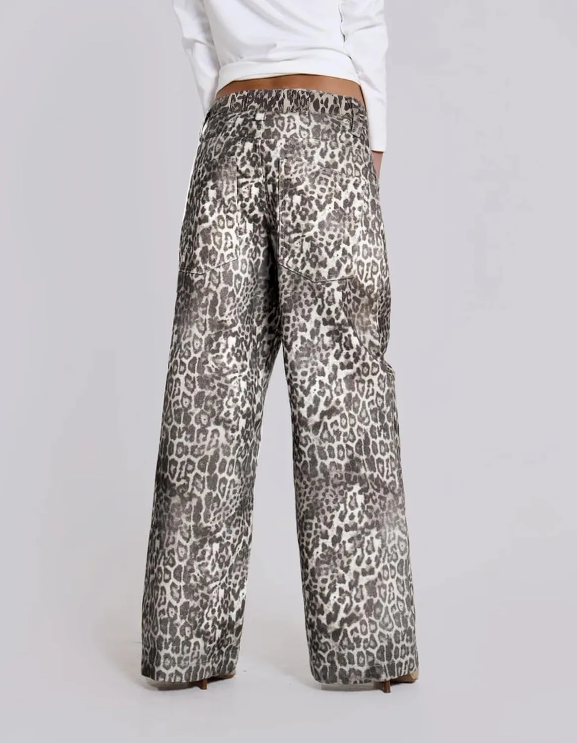 Kedera Women's Leopard Printed Straight Jeans Loose Y2K Jeans Casual Boyfriend Vintage Streetwear Cheetah Jeans