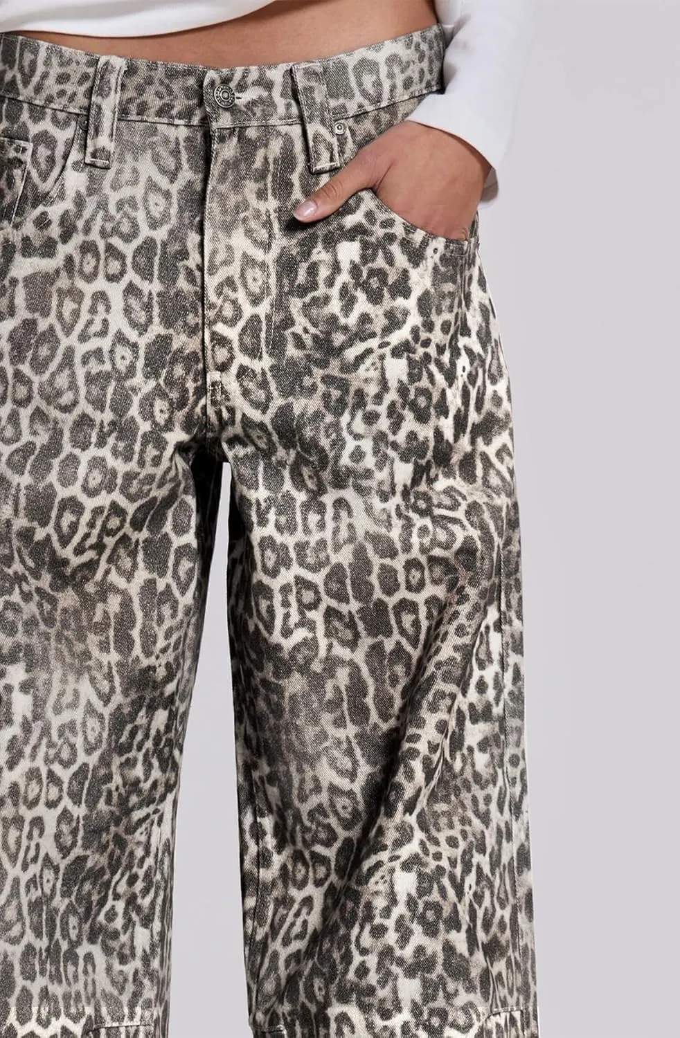 Kedera Women's Leopard Printed Straight Jeans Loose Y2K Jeans Casual Boyfriend Vintage Streetwear Cheetah Jeans