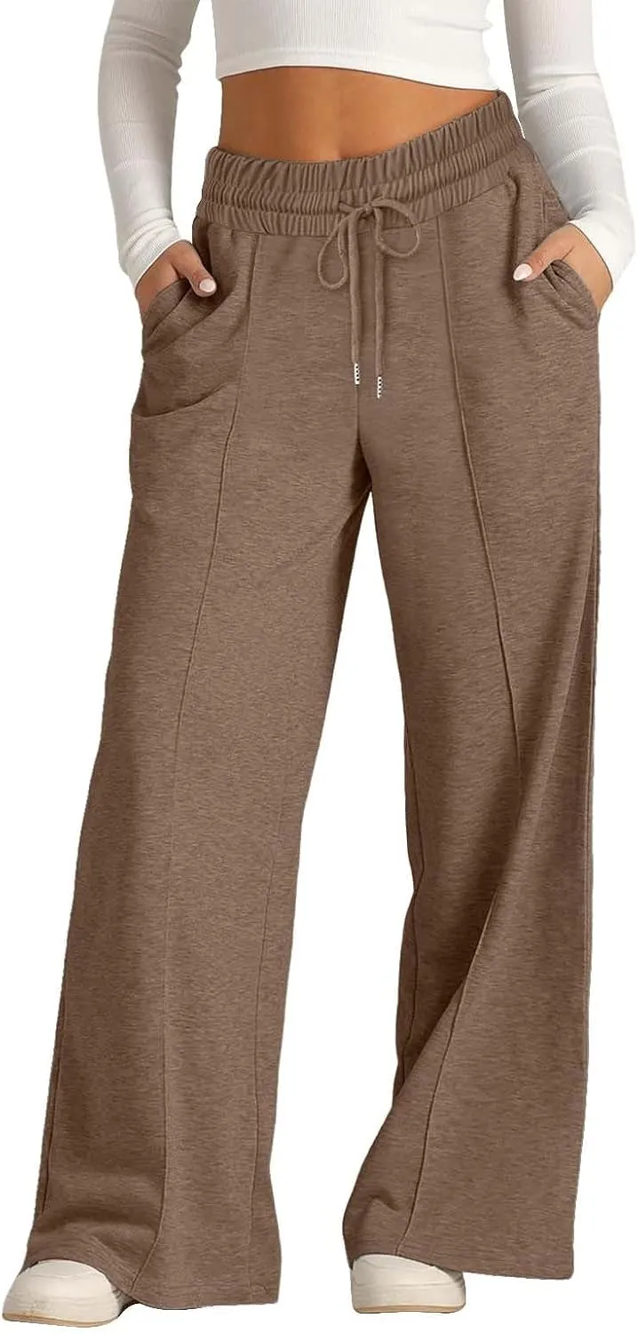 Kids Girls Wide Leg Sweatpants rawstring Straight Elastic Waisted Baggy Breathable Pants Pocket Trousers