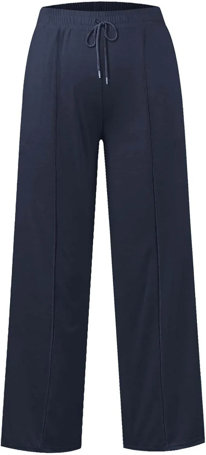 Kids Girls Wide Leg Sweatpants rawstring Straight Elastic Waisted Baggy Breathable Pants Pocket Trousers
