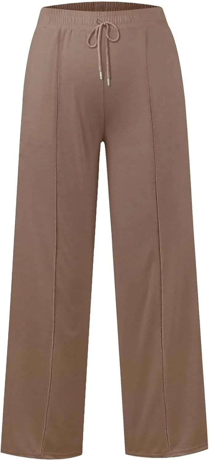 Kids Girls Wide Leg Sweatpants rawstring Straight Elastic Waisted Baggy Breathable Pants Pocket Trousers
