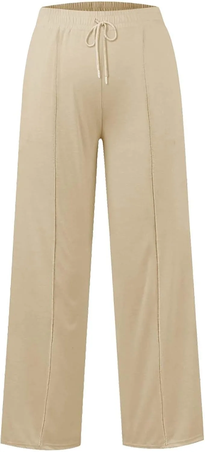 Kids Girls Wide Leg Sweatpants rawstring Straight Elastic Waisted Baggy Breathable Pants Pocket Trousers