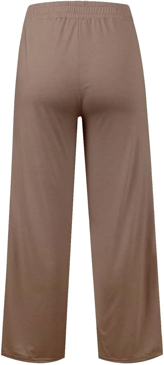 Kids Girls Wide Leg Sweatpants rawstring Straight Elastic Waisted Baggy Breathable Pants Pocket Trousers