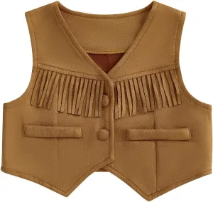 Kuriozud Western Baby Boy Girl Clothes Toddler Fringe Vest Hippie Boho Western Cowgirl Cowboy Style Jacket Vintage Clothes