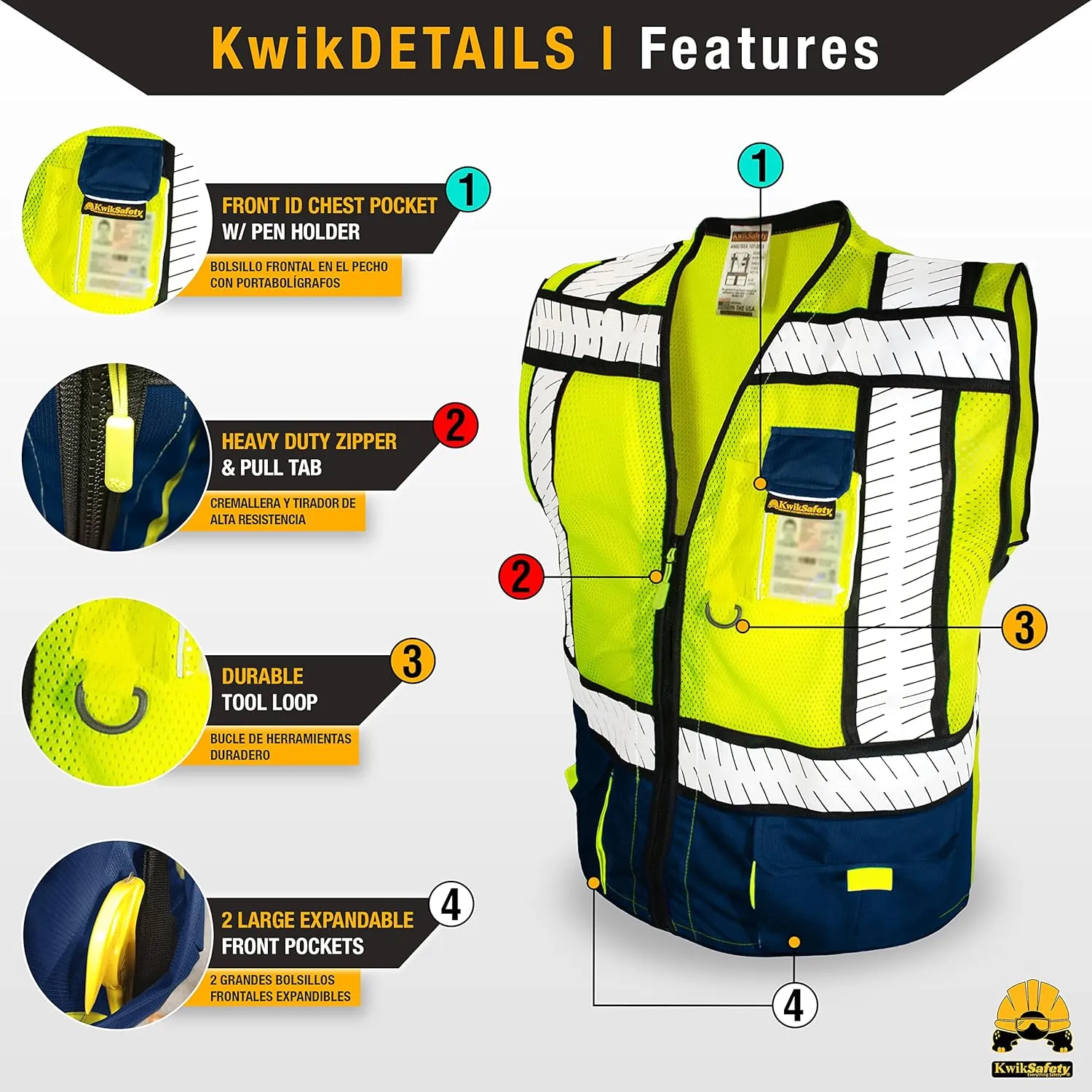 KwikSafety - SHERIFF & SPECIALIST Safety Vest [Multi-Use Pockets] Class 2 Reflective Vest ANSI OSHA Safety Vest for Men