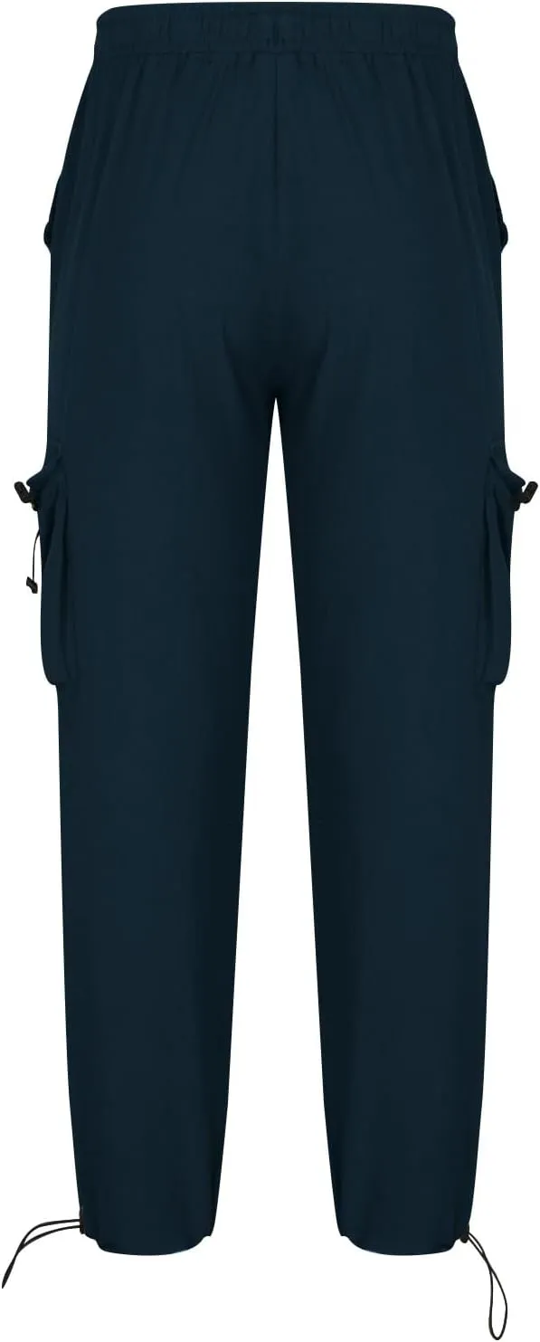 Linen Cargo Pants Men Relaxed Drawstring Pants Elastic Waist Multi Pack Pants Lightweight Lounge Pants Loose Trousers