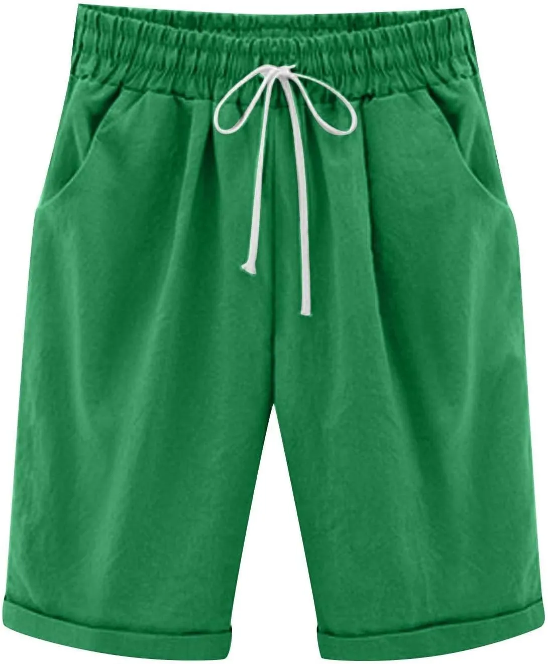 Linen Shorts for Women Casual 2024 Summer Shorts Bermuda Drawstring Beach Shorts