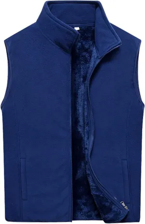 Men Fleece Vest Full Zip Outerwear Vests Plus Size Winter Vest Sleeveless Fleece Jackets Big and Tall Thermal Vest